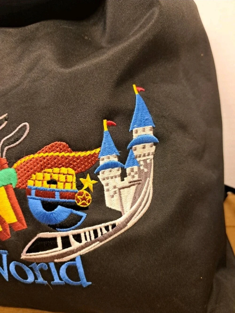 Vintage Large Walt Disney World  Back Pack  Embroidered Black  Nylon